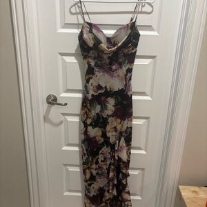 Lovely Day Black and Purple Floral Maxi Dress